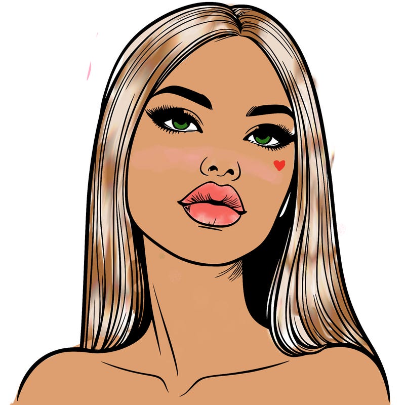 realistic woman with full lips