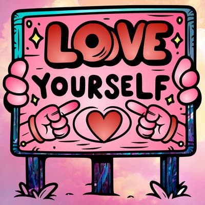 a sign where it is written: love yourself