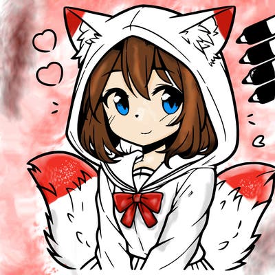manga cat girl in hoodie