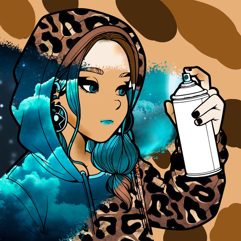 a realistic girl, spray painting