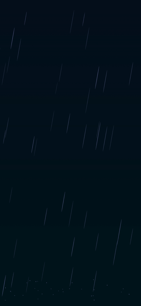 RainBytes: Offline Rain Sounds - Minimalist animated rain falling on a dark background.