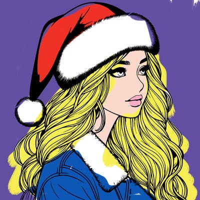 realistic girl in santa hat