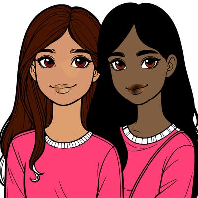 two girl friends realistic