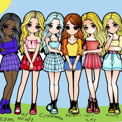 a group of girls realistic