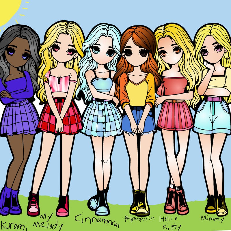 a group of girls realistic