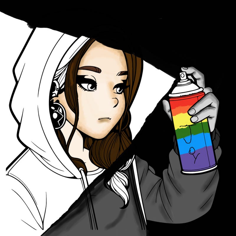 a realistic girl, spray painting