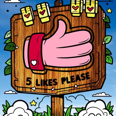 a sign with 5 likes pls but clean lines