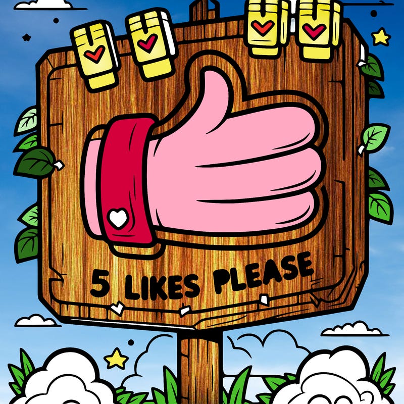 a sign with 5 likes pls but clean lines