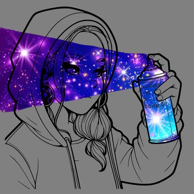 a realistic girl, spray painting