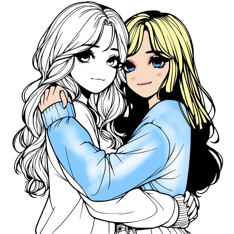 realistic girls hugging