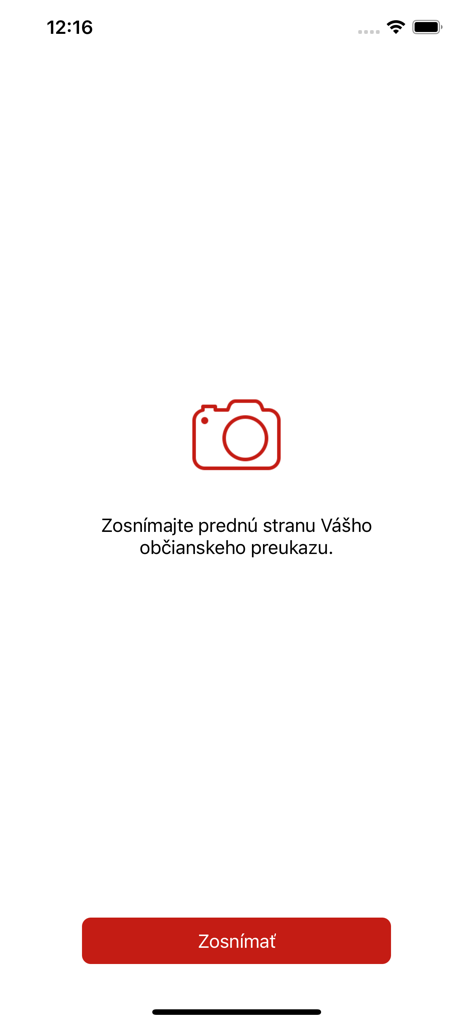 Generali over ma - A mobile app screen for scanning the front side of an ID card with a camera icon and a red button.