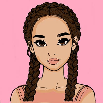 realistic girl with braids