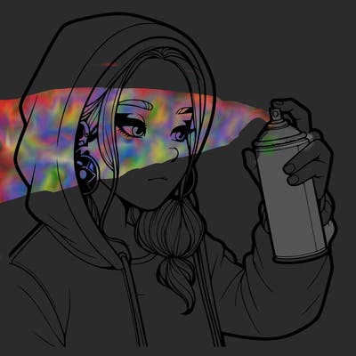 a realistic girl, spray painting
