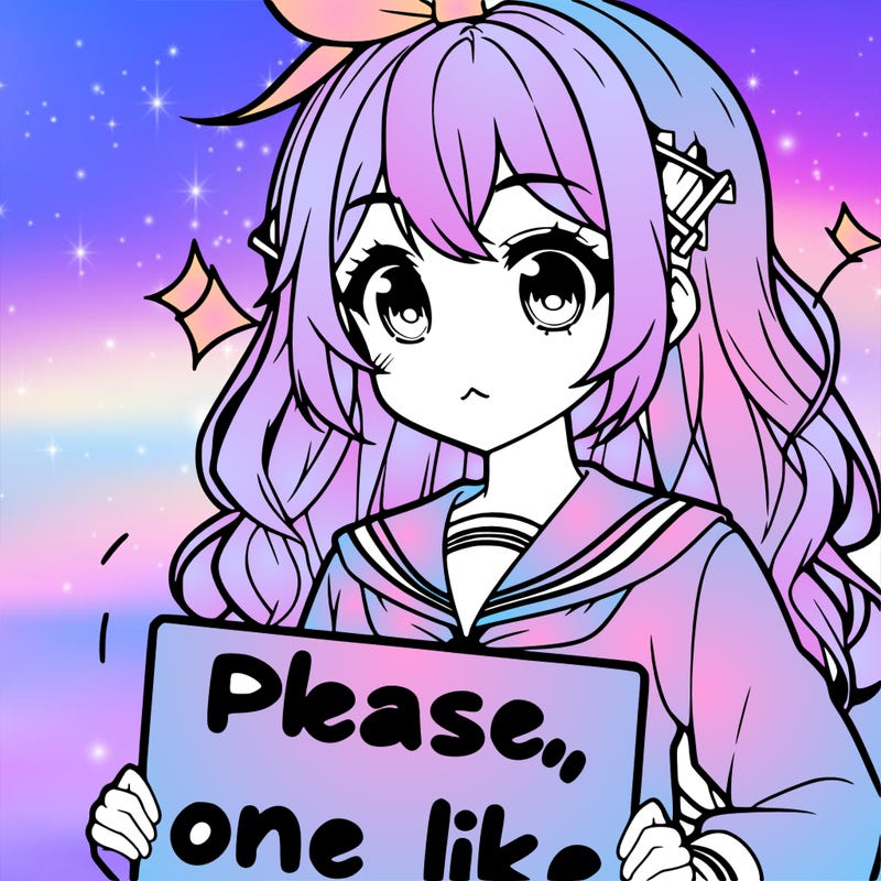 anime looking alike girl holding please one like sign