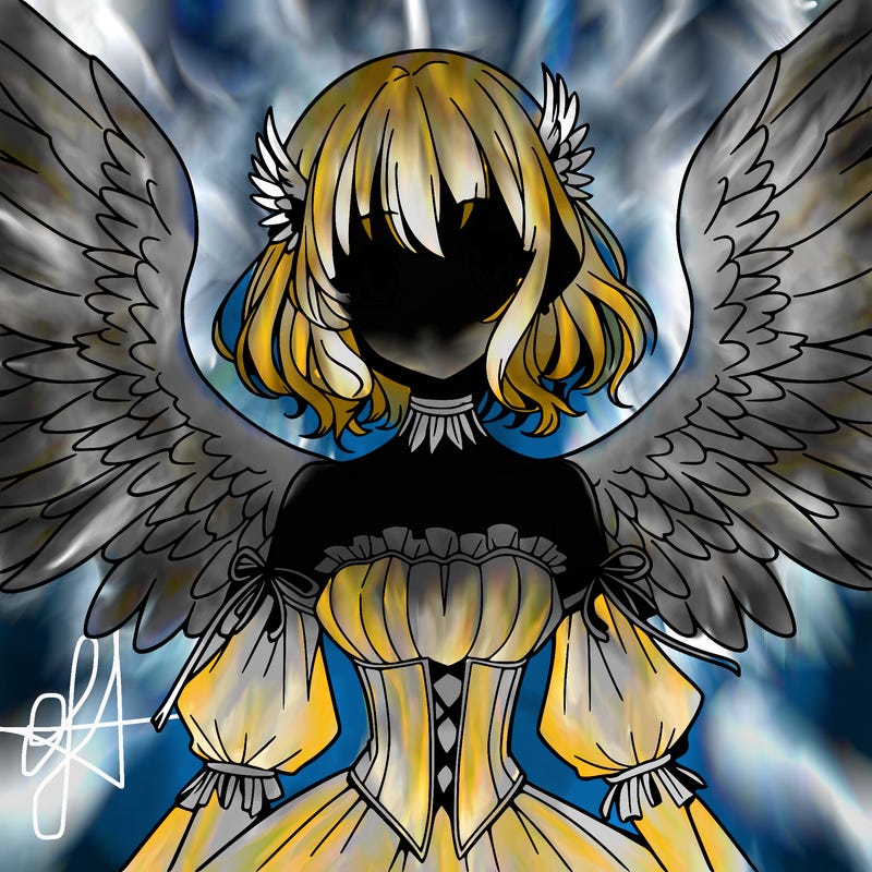 manga woman with large wings