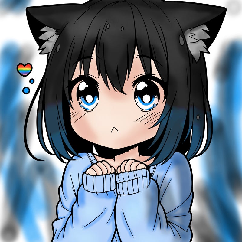 shy anime catgirl