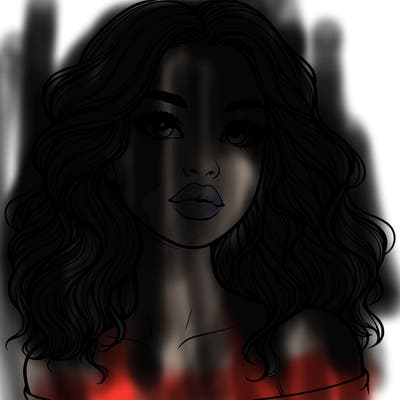 realistic girl with wavy hair and lips