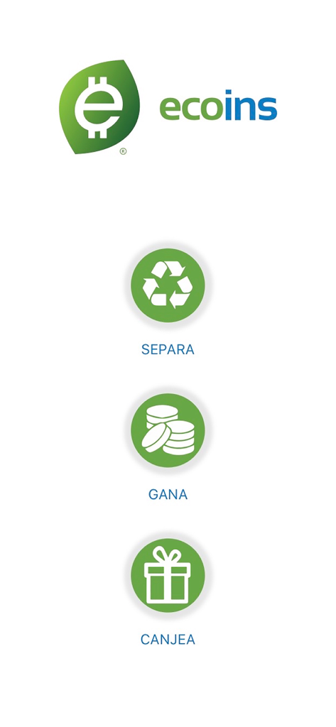ecoins-eco - Graphic showing the three steps of the ecoins recycling app separate earn and redeem