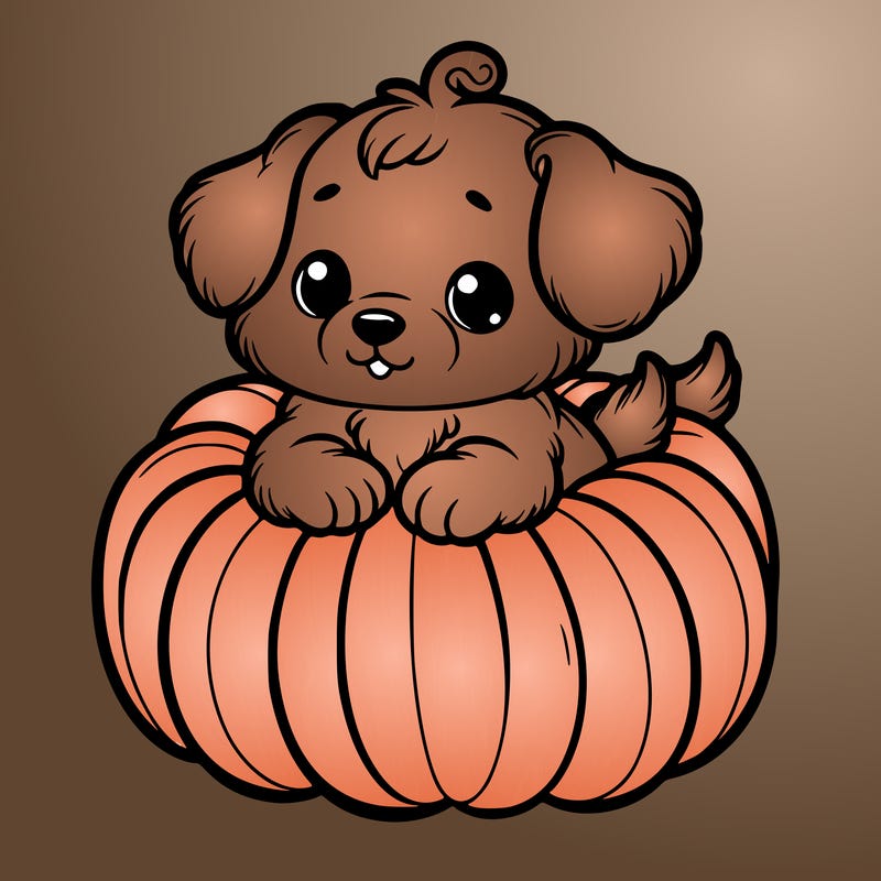 cute little puppy in a pumpkin
