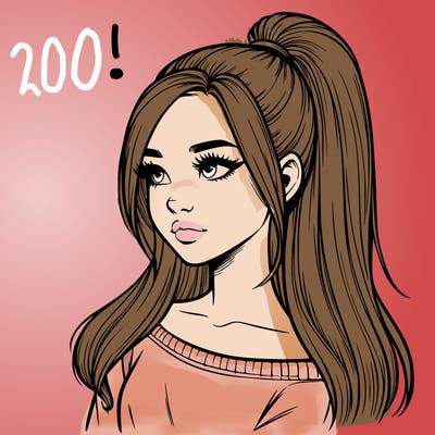 realistic girl with a high ponytail