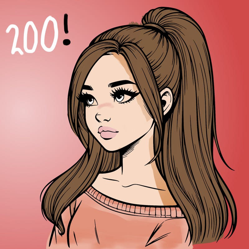 realistic girl with a high ponytail