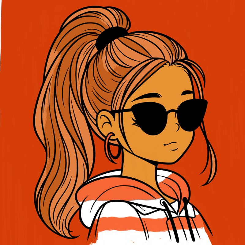 girl with high ponytail and sunglasses