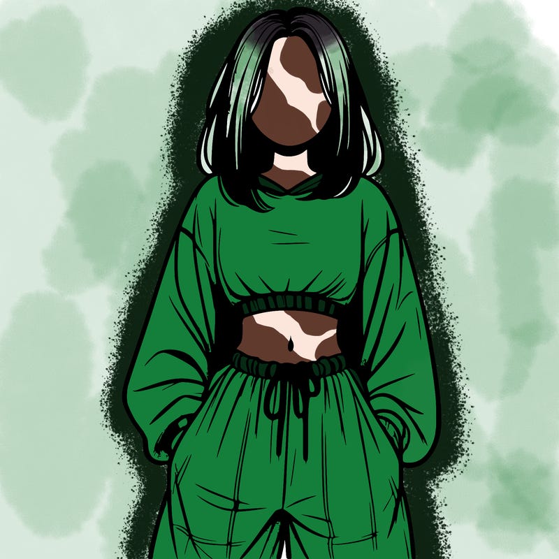 realistic girl faceless with baggy pants and a crop top