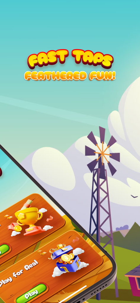 Chicken Road Games - Promotion screen for Chicken Road Games featuring fast taps feathered fun text and game rewards