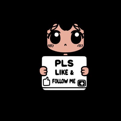 girl holding a sign that says pls like and follow me