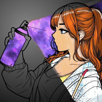 a realistic girl spray, painting
