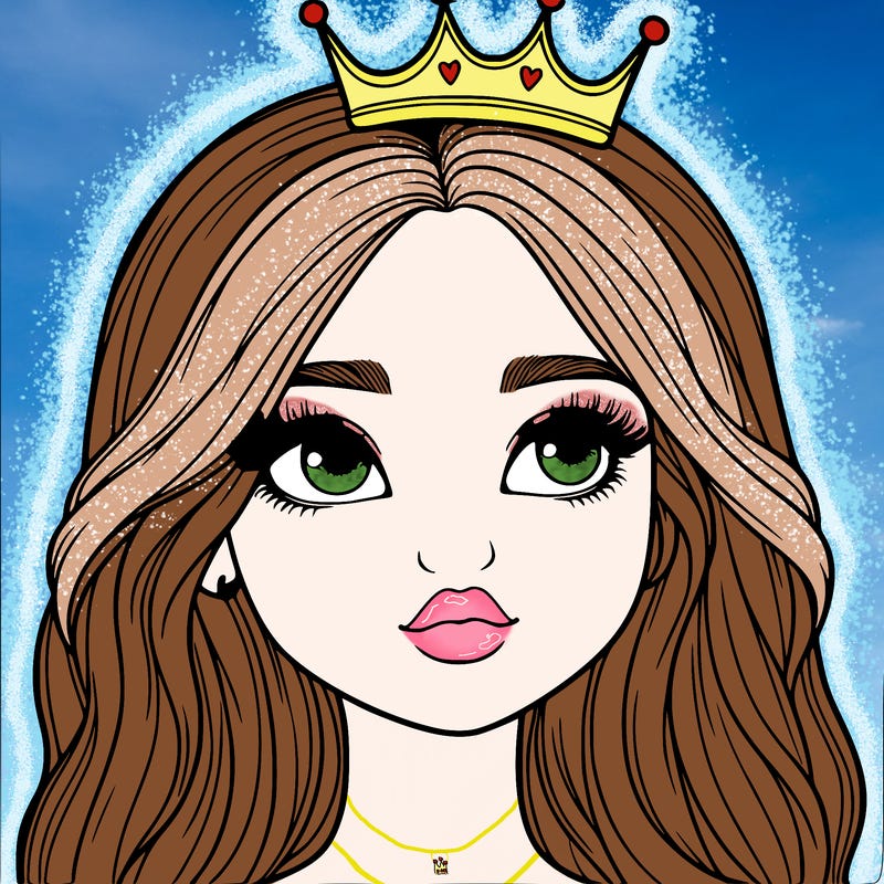 a realistic girl with a crown on