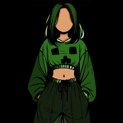 realistic girl faceless with baggy pants and a crop top