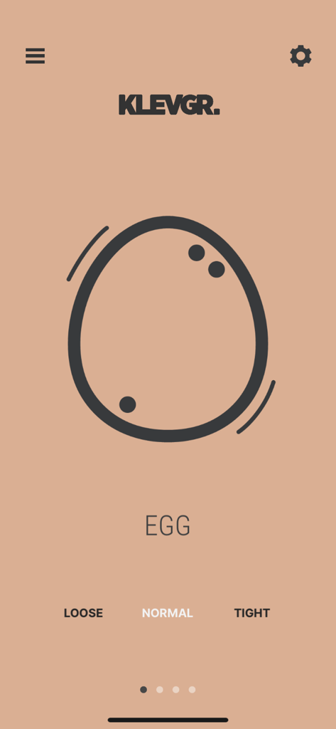 Rassel - Pocket shaker - Interface of the Rassel app showing an egg shaker instrument with loose normal and tight settings.
