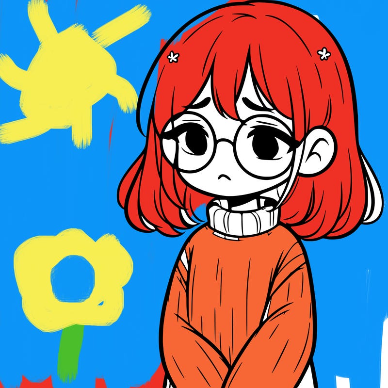 sad girl with glasses in a sweater
