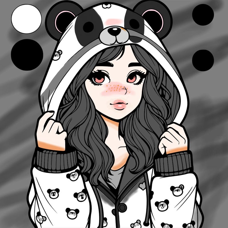 realistic girl in a animal pjs hoodie