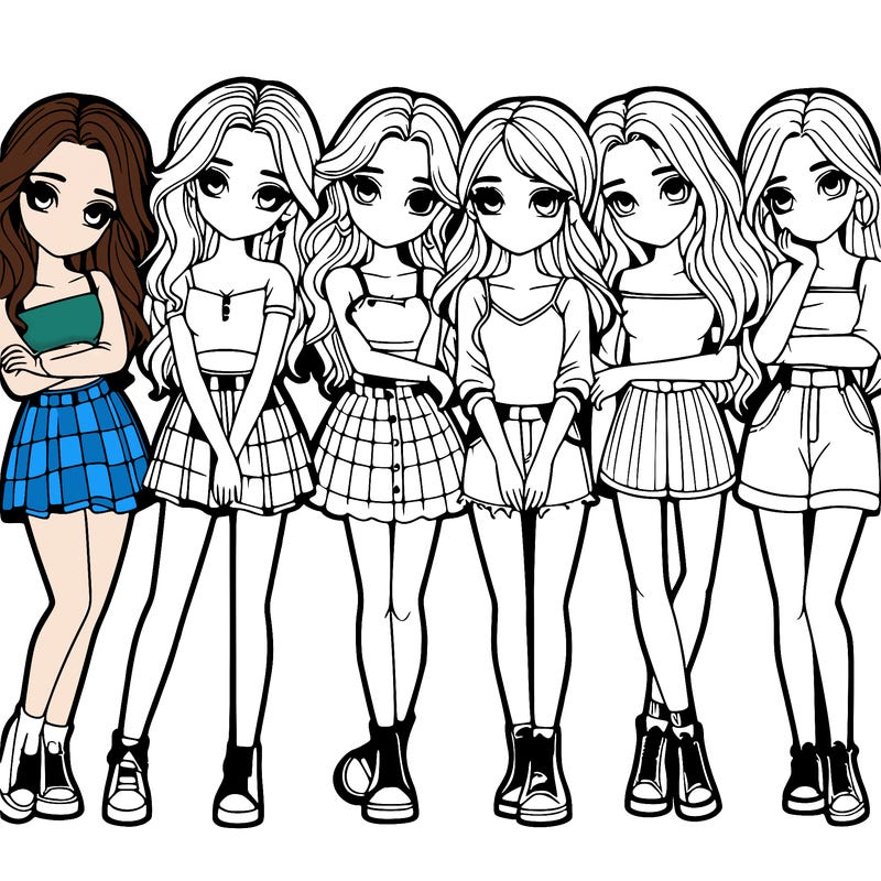 a group of girls realistic