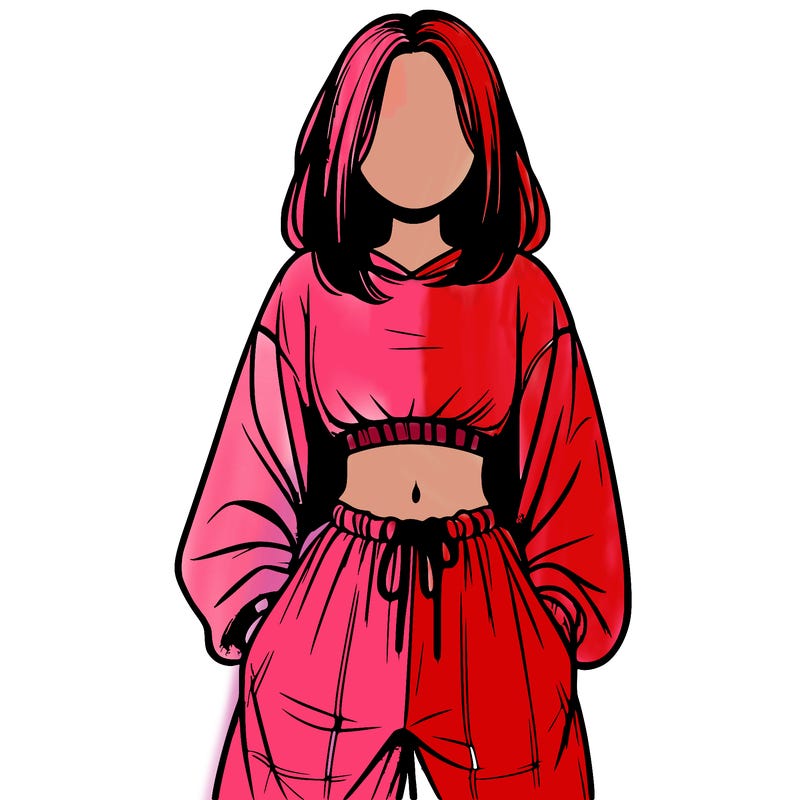 realistic girl faceless with baggy pants and a crop top