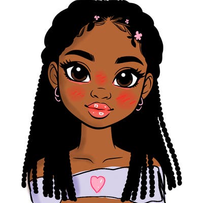 a realistic black girl with braids