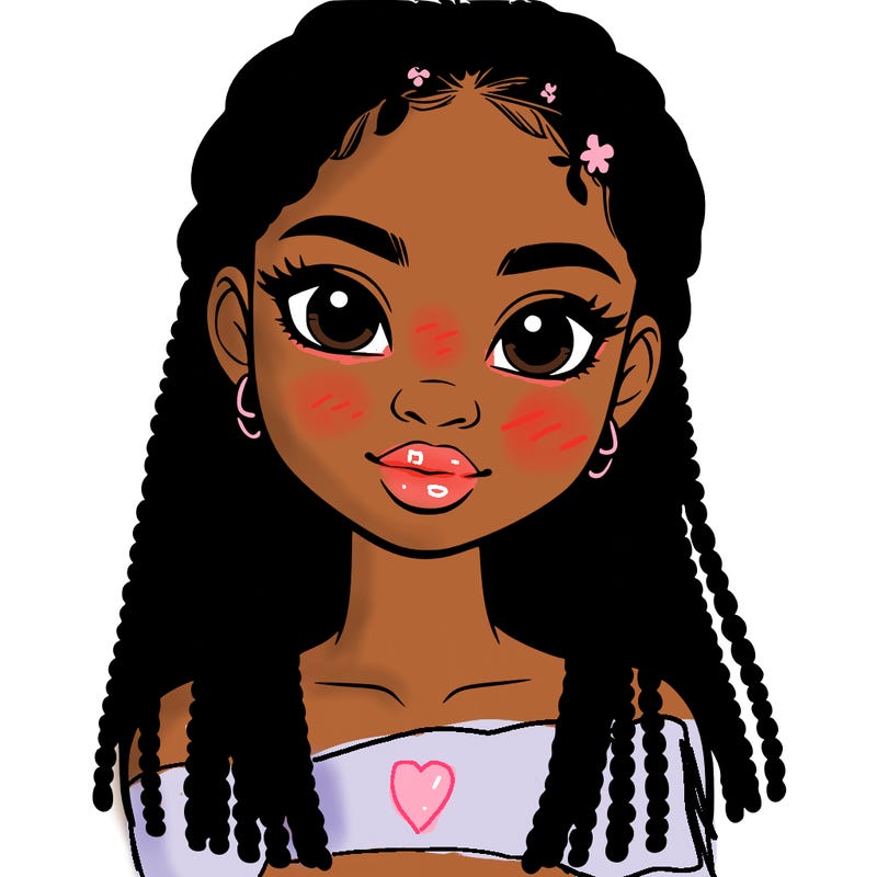 a realistic black girl with braids
