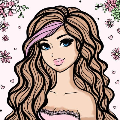 pretty woman with long wavy hair