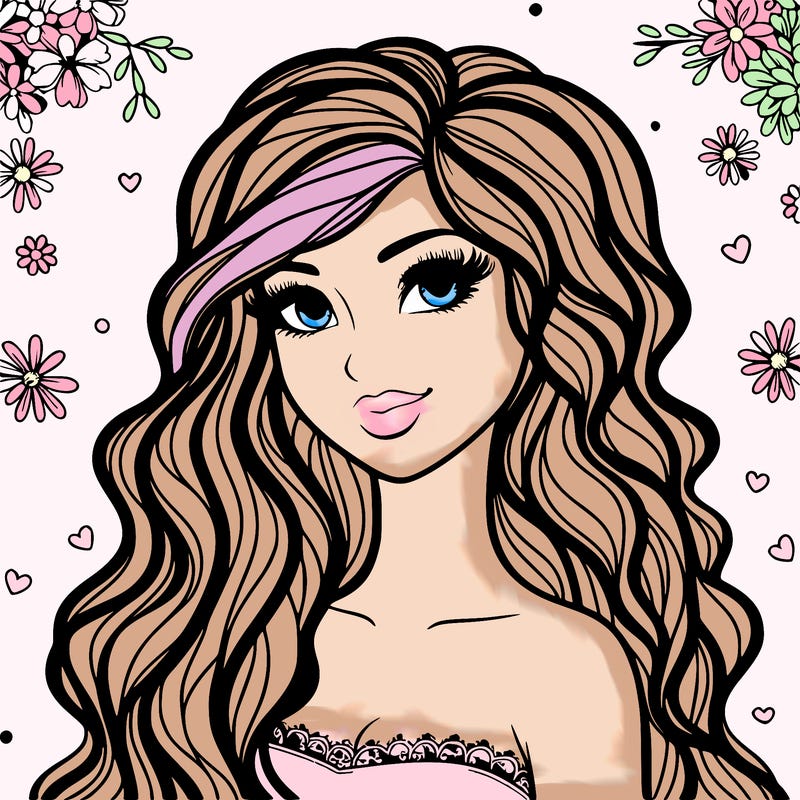 pretty woman with long wavy hair