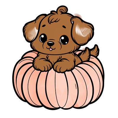cute little puppy in a pumpkin