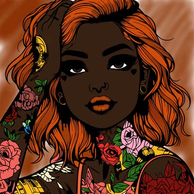 realistic girl with tattoos all over