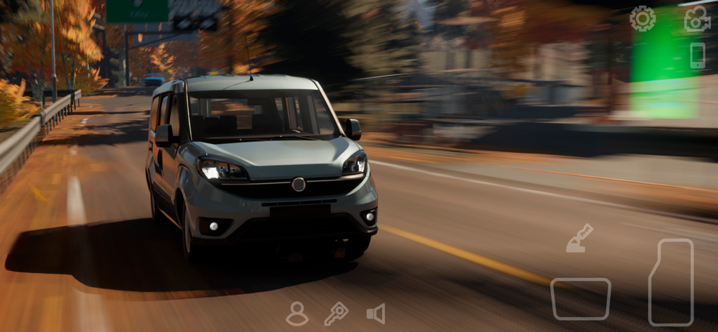 A light green van driving on a scenic open road in the game Car Parking Multiplayer 2