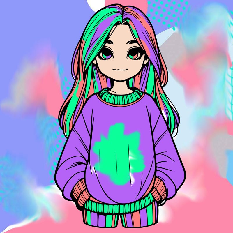 realistic girl with baggy jumper