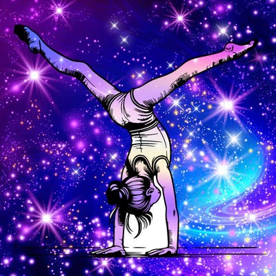 realistic gymnastic hand stand girl in four splits