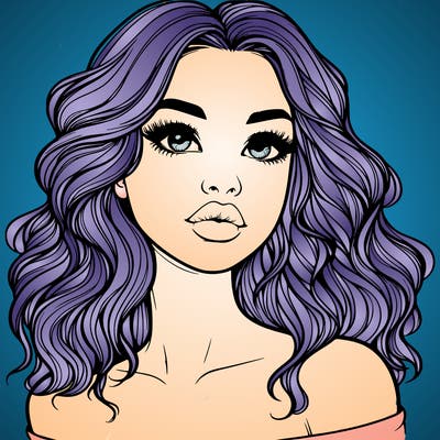 realistic girl with wavy hair and lips
