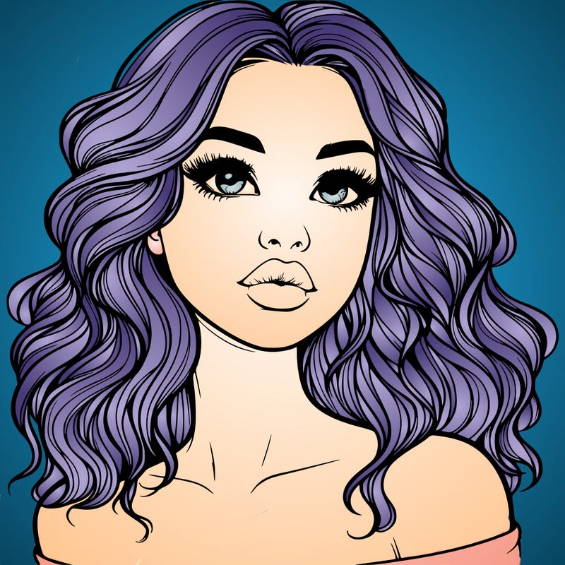 realistic girl with wavy hair and lips
