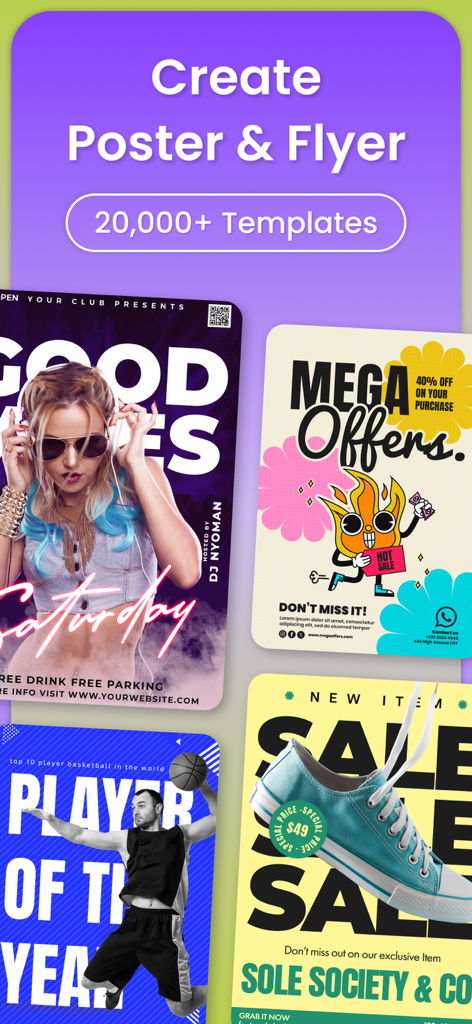 A collection of diverse poster and flyer templates for sales events and sports