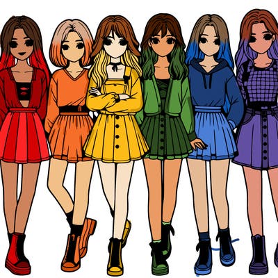 a group of girls realistic